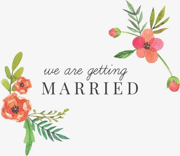 红色手绘花标签免抠