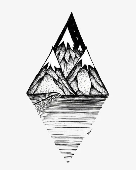 黑白山水免抠
