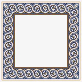 复古蓝色花纹边框免抠