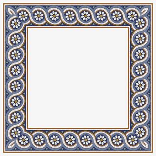 复古蓝色花纹边框免抠