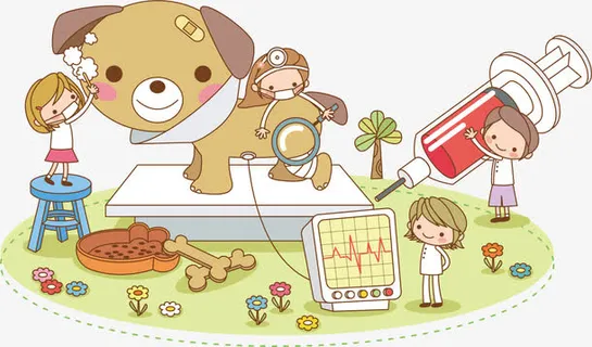 医生打针儿童动物免抠