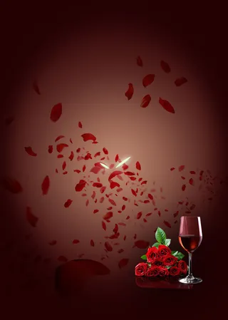 花瓣红酒海报背景素材高清