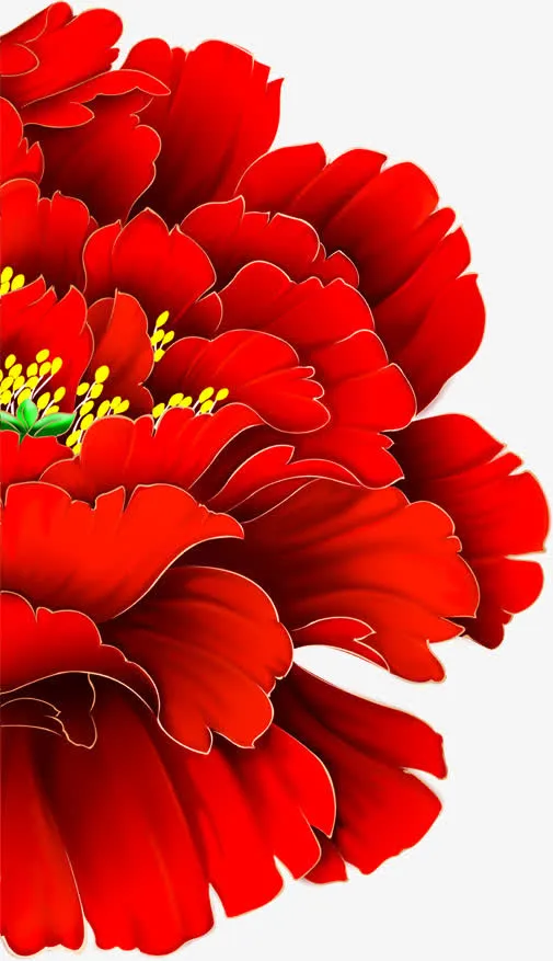 中秋节手绘高清红花免抠