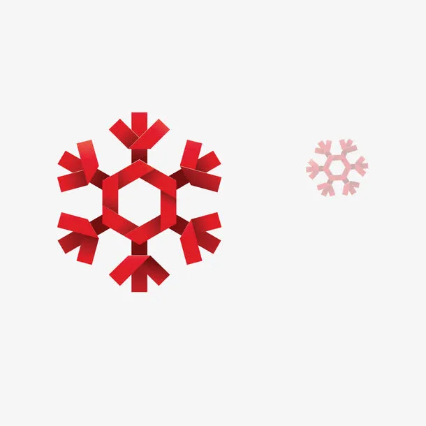 红色折纸圣诞五瓣雪花素材免抠
