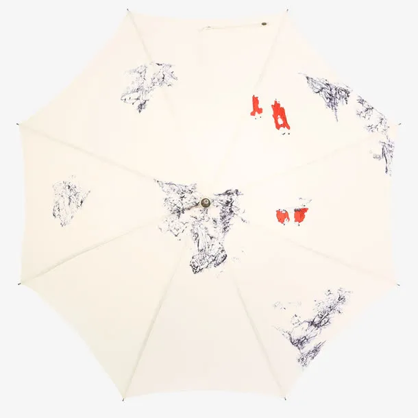 米色古风古韵水墨伞免抠