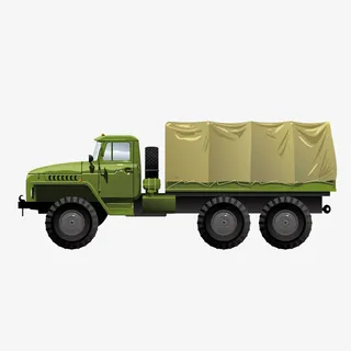 矢量军队绿皮车帐篷车汽车免抠