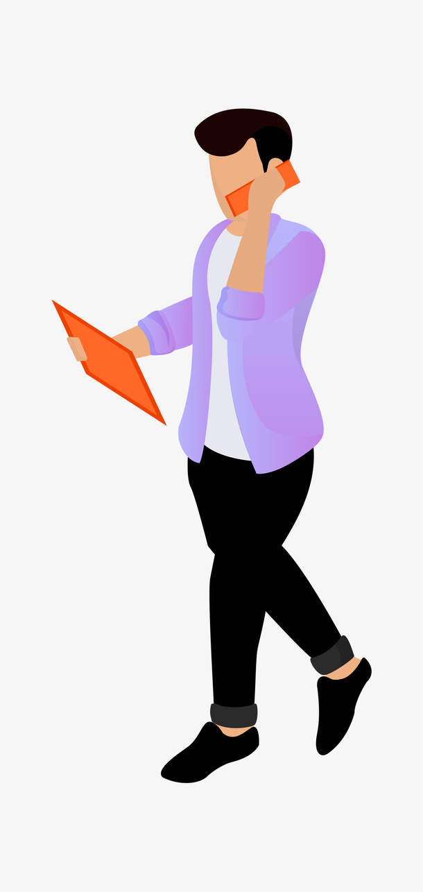 打电话男子矢量插画免抠