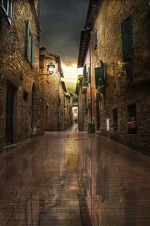 灰黄的路灯古老的房屋免抠