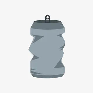 灰色弯曲的金属罐子卡通免抠