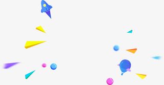 漂浮几何图形火箭卡通免抠