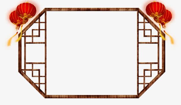 窗户上的红灯笼免抠