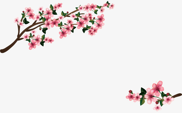 春天红色桃花装饰免抠