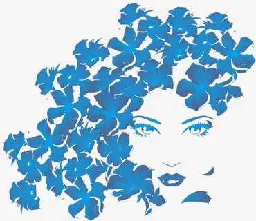 蓝色花瓣头发免抠