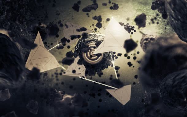 漂浮岩石炫酷场景免抠