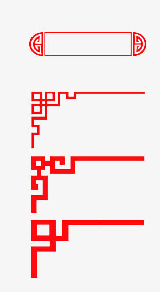 透明红色中国风边框免抠标签元素