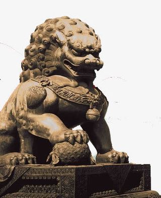 手绘中国风图片古典卡通 狮子墩免抠