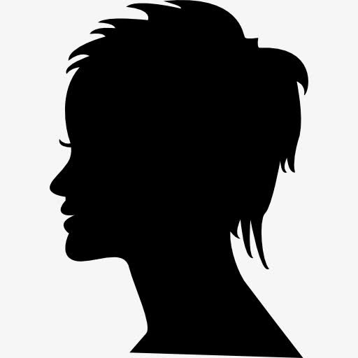 短头发的女人头女性侧面轮廓图标免抠