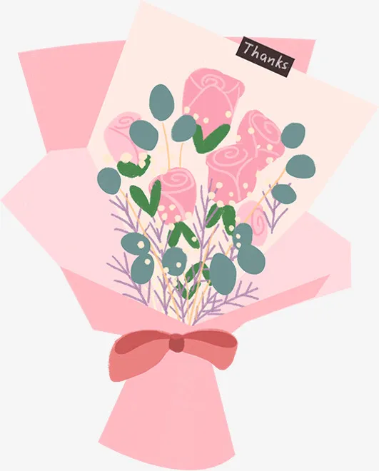 手绘插画鲜花花束免抠