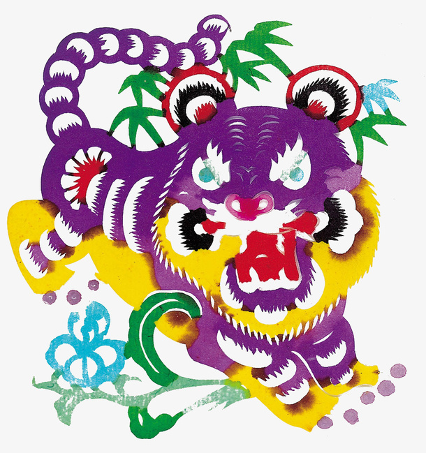 剪纸画老虎免抠