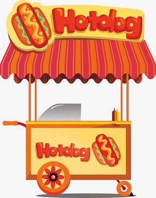 矢量热狗美食摊位免抠