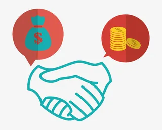 卡通交易握手图片免抠