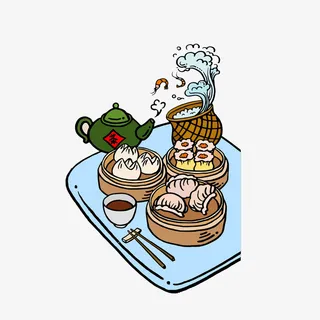 卡通粤式美食早茶点心素材免抠