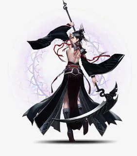 紫色光效黑色服饰美女免抠