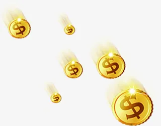 金色漂浮金币装饰免抠