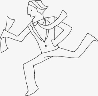 手绘奔跑职场人物免抠