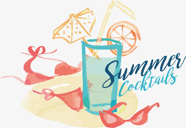 矢量水彩夏季素材免抠