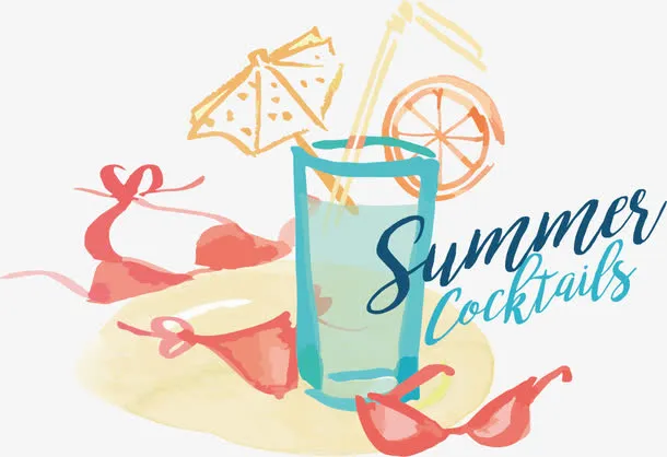 矢量水彩夏季素材免抠