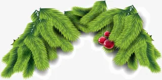 绿色圣诞树枝彩球免抠