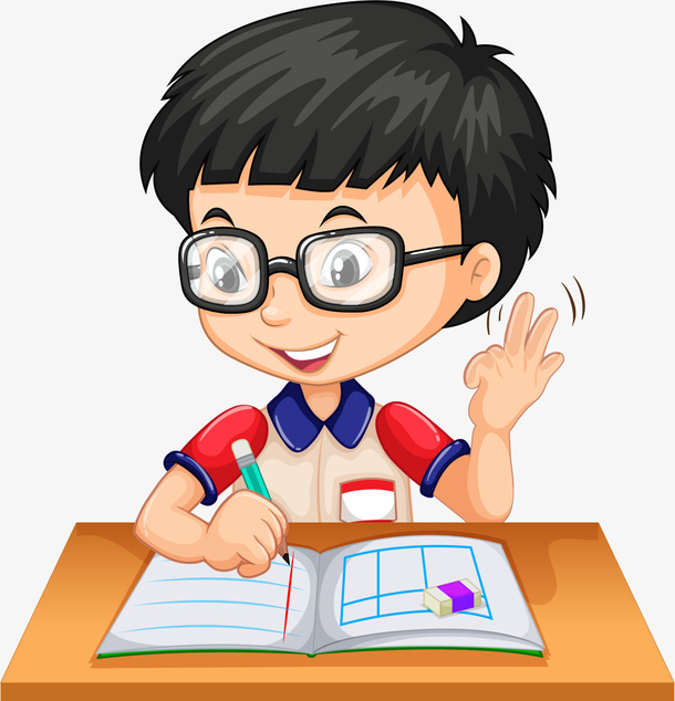 开学季作题的小男孩免抠