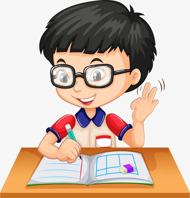 开学季作题的小男孩免抠