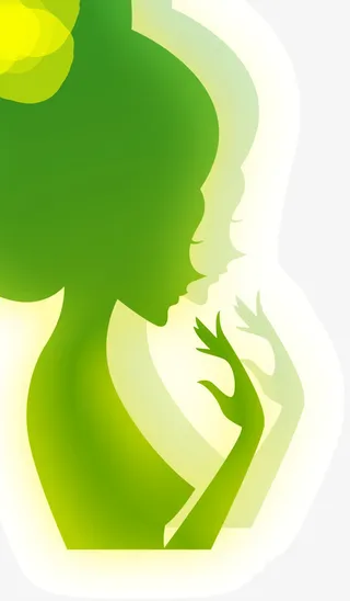 绿色春天美女侧影免抠