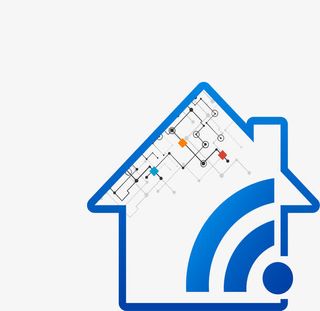 蓝色小房子科技标志免抠
