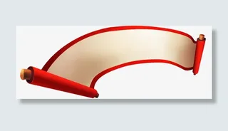 红色中国风动感展开卷轴免抠