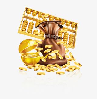钱袋金色金币算盘免抠