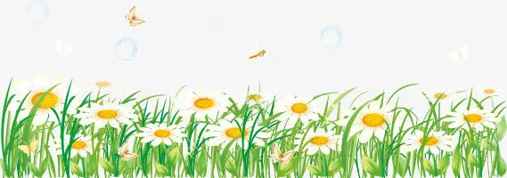 卡通清新春天花丛免抠