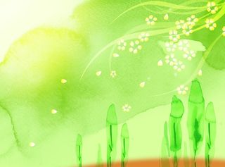 绿色清新春季花卉水彩风海报高清