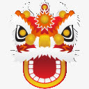 剪纸矢量节日 中国风狮子头免抠