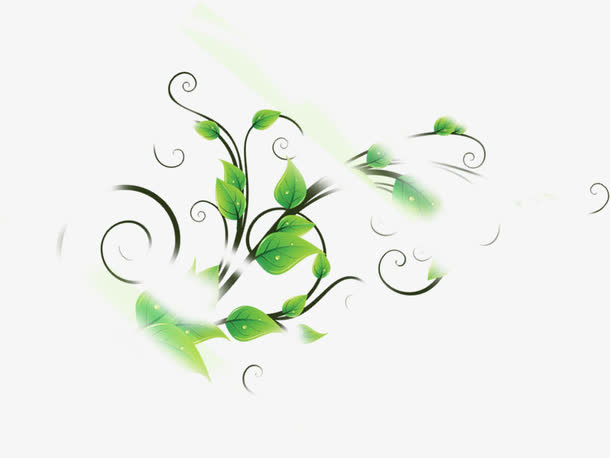 绿色创意花纹树枝装饰免抠