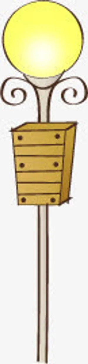 春天手绘黄色漫画路灯免抠