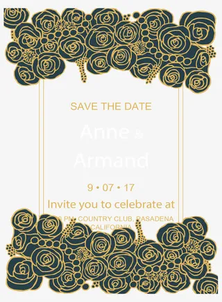 黑金色玫瑰花邀请函免抠