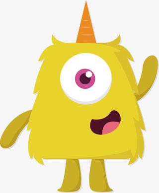 卡通 独角小怪物矢量素材免抠