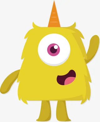 卡通 独角小怪物矢量素材免抠