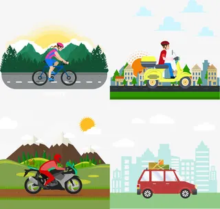 绿色出行健康生活免抠素材免抠