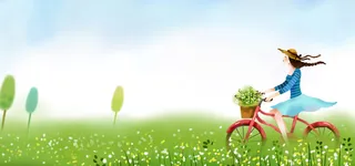 春天浪漫手绘卡通插画背景高清