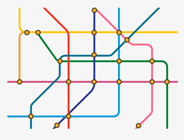卡通交通线路图装饰免抠
