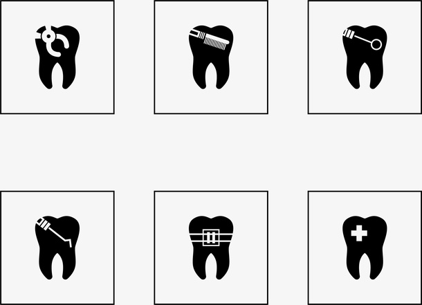 拔牙洗牙牙齿矫正图标免抠